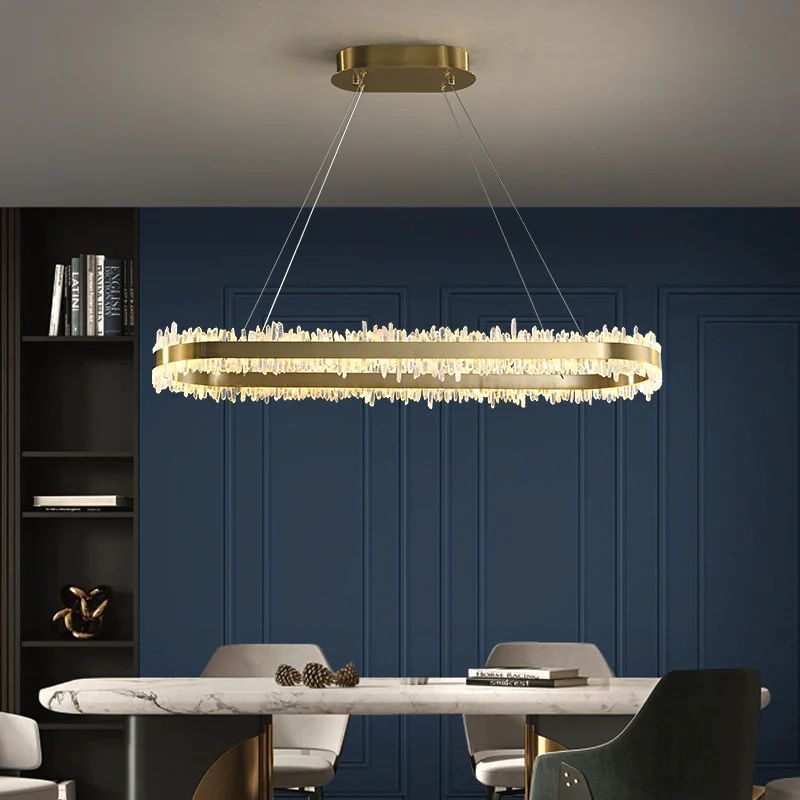 Rose Rock Crystal Oval Chandelier Elegant Lighting Fixtures-Nobipets