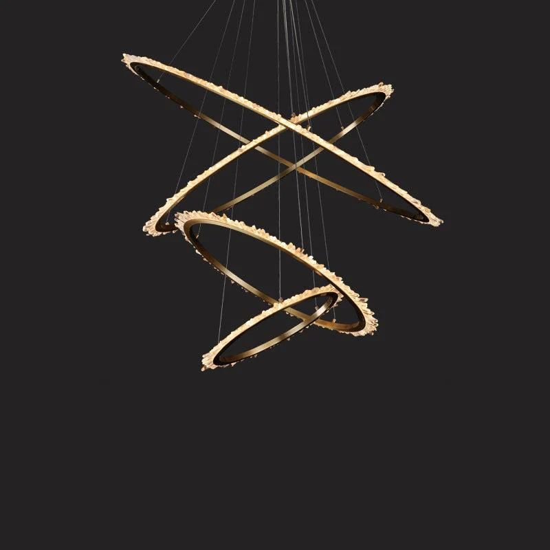 Rose Rock Crystal Ring Chandelier Contemporary Chandelie Staircase-Nobipets