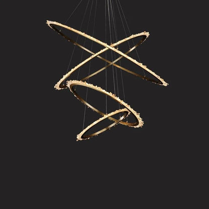 Rose Rock Crystal Ring Chandelier Contemporary Chandelie Staircase-Nobipets