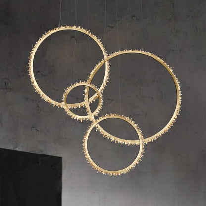 Rose Rock Crystal Ring Chandelier Contemporary Chandelie Staircase-Nobipets