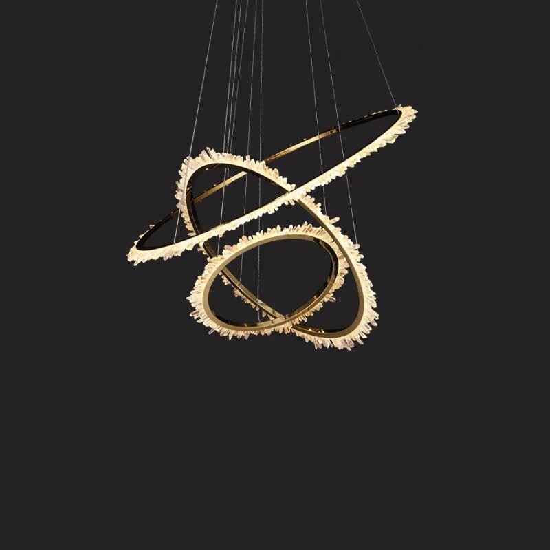 Rose Rock Crystal Ring Chandelier Contemporary Chandelie Staircase-Nobipets