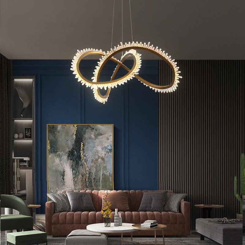 Rose Rock Crystal Ring Chandelier Modern Chandelier Kitchen-Nobipets