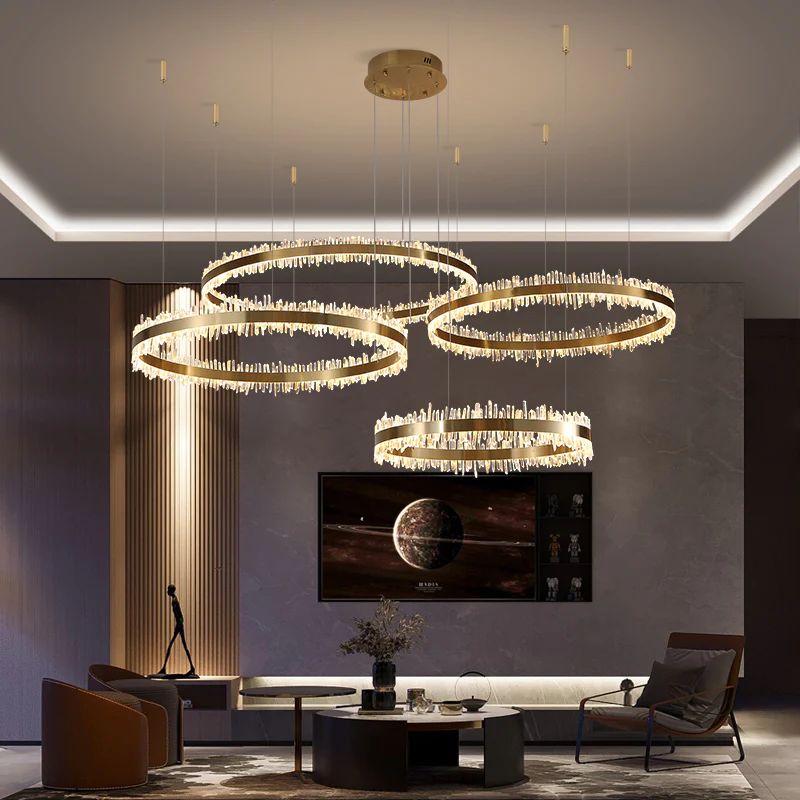 Rose Rock Crystal Rings Luxury Chandelier Modern Chandelier Dining Room-Nobipets
