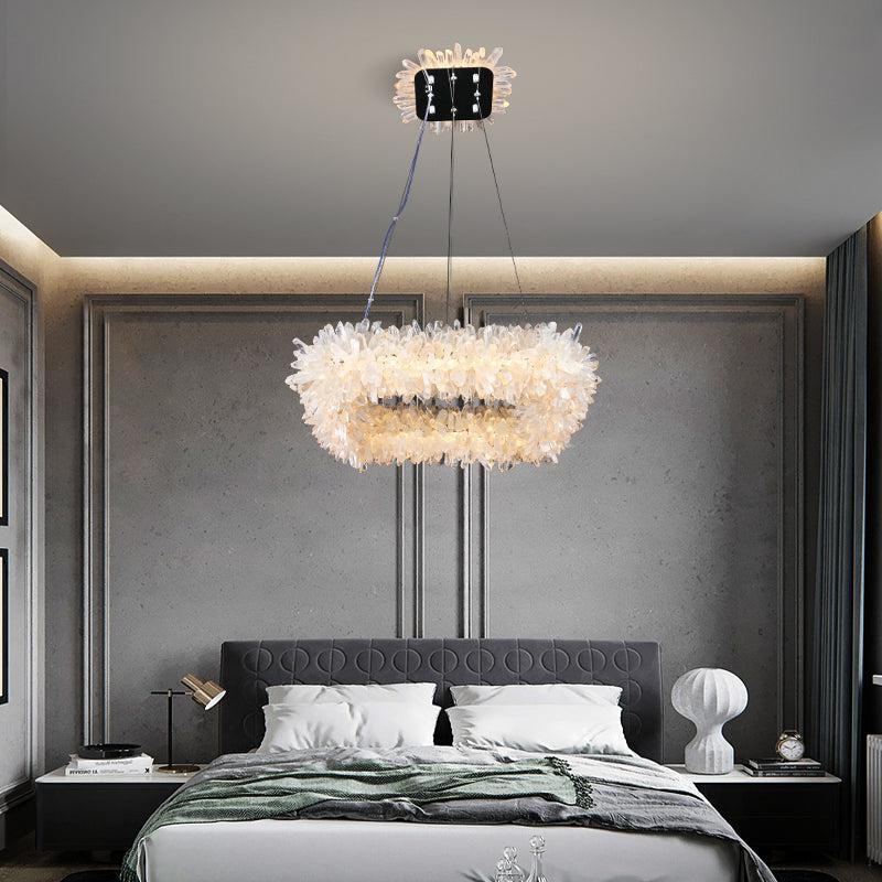 Rose Square Rock Crysta Chandelier Modern Lighting Fixture-Nobipets