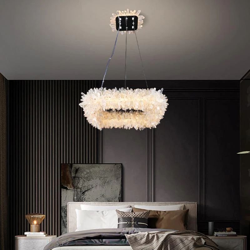 Rose Square Rock Crysta Chandelier Modern Lighting Fixture-Nobipets