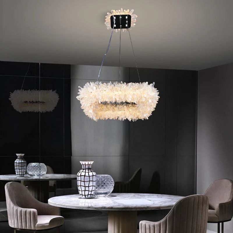 Rose Square Rock Crysta Chandelier Modern Lighting Fixture-Nobipets