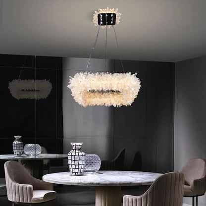 Rose Square Rock Crysta Chandelier Modern Lighting Fixture-Nobipets