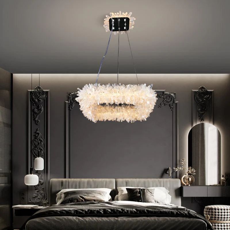 Rose Square Rock Crysta Chandelier Modern Lighting Fixture-Nobipets