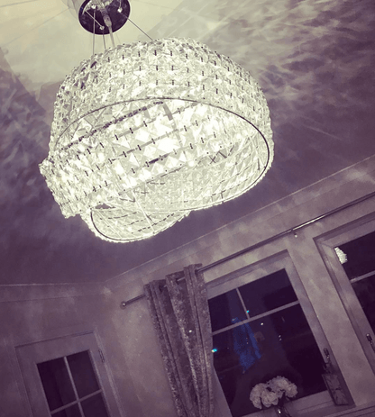 Round Crystal Ring Chandelier in Silver/Gold Finish for Lowg-ceiling-Nobipets