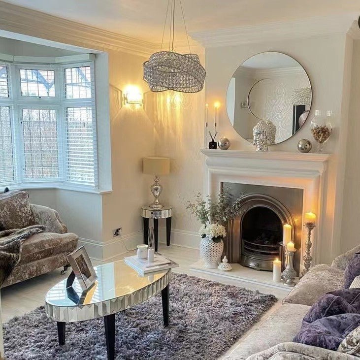 Round Crystal Ring Chandelier in Silver/Gold Finish for Lowg-ceiling-Nobipets