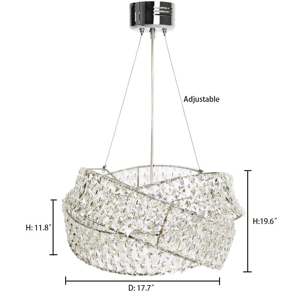 Round Crystal Ring Chandelier in Silver/Gold Finish for Lowg-ceiling-Nobipets