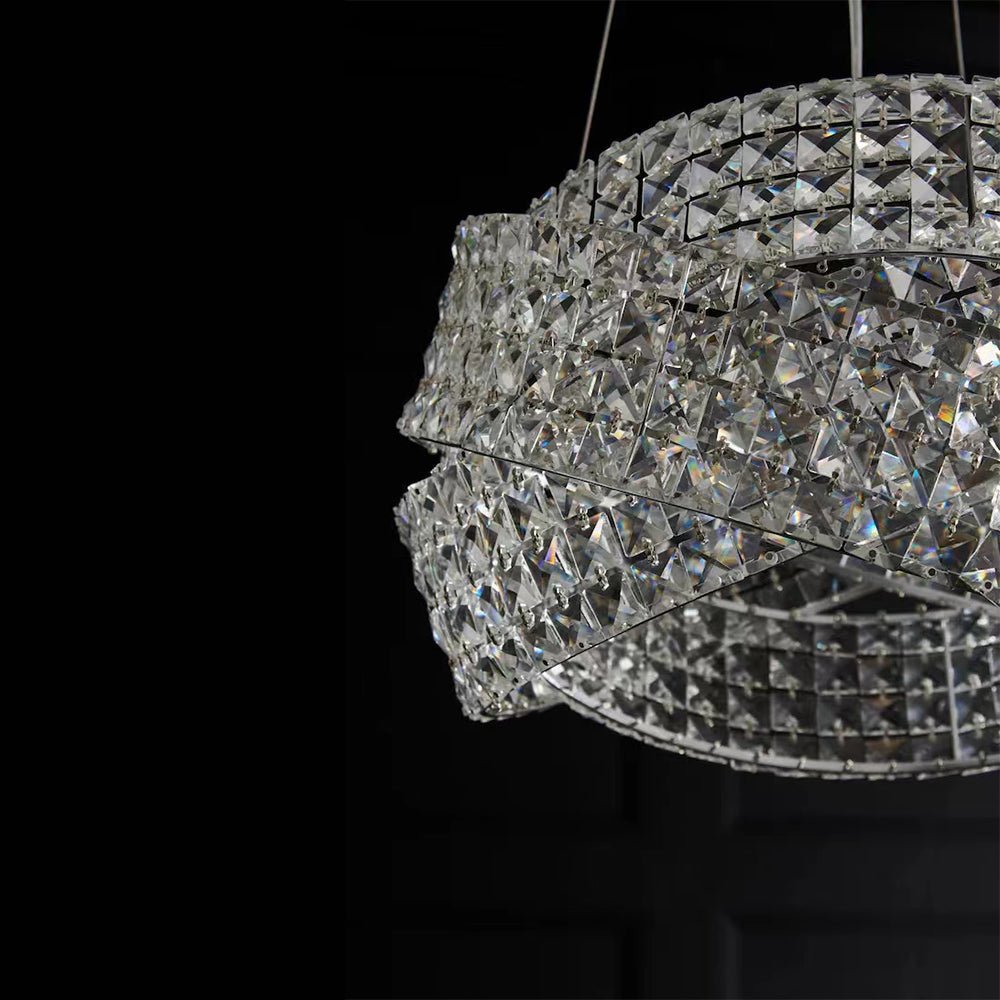 Round Crystal Ring Chandelier in Silver/Gold Finish for Lowg-ceiling-Nobipets