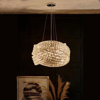Round Crystal Ring Chandelier in Silver/Gold Finish for Lowg-ceiling-Nobipets