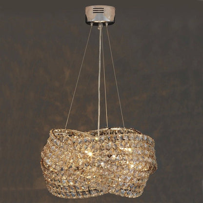 Round Crystal Ring Chandelier in Silver/Gold Finish for Lowg-ceiling-Nobipets