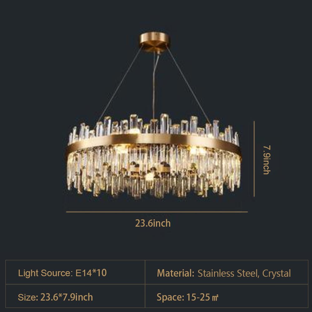 Round Ring Crystal Chandelier Luxury Modern Ceiling Fixtures Light For Living And Dining Room-Nobipets