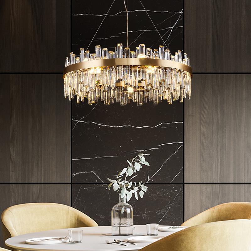 Round Ring Crystal Chandelier Luxury Modern Ceiling Fixtures Light For Living And Dining Room-Nobipets