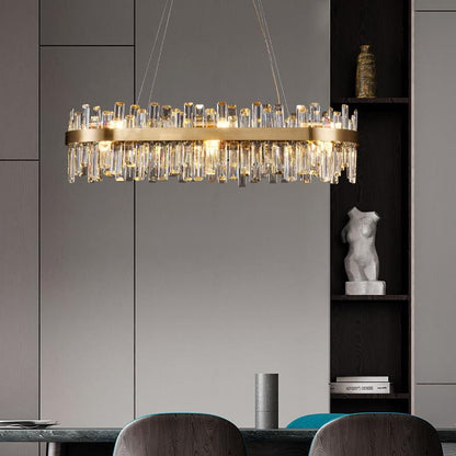 Round Ring Crystal Chandelier Luxury Modern Ceiling Fixtures Light For Living And Dining Room-Nobipets