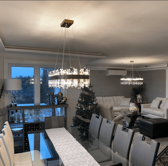 Round Ring Crystal Chandelier Luxury Modern Ceiling Fixtures Light For Living And Dining Room-Nobipets