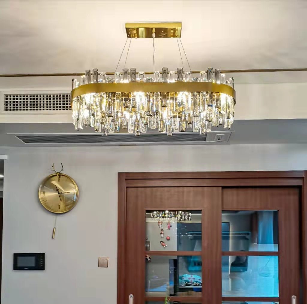 Round Ring Crystal Chandelier Luxury Modern Ceiling Fixtures Light For Living And Dining Room-Nobipets