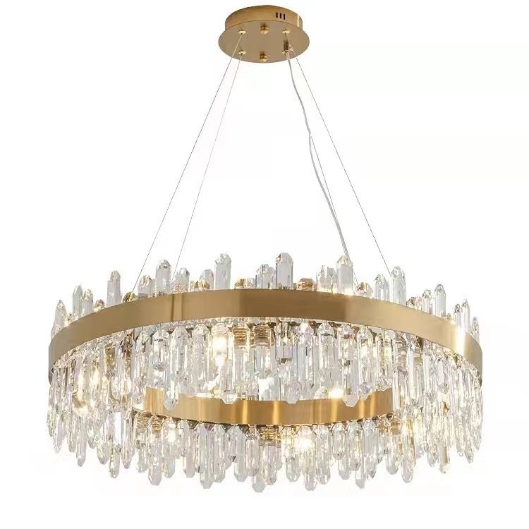Round Ring Crystal Chandelier Luxury Modern Ceiling Fixtures Light For Living And Dining Room-Nobipets
