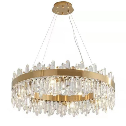 Round Ring Crystal Chandelier Luxury Modern Ceiling Fixtures Light For Living And Dining Room-Nobipets