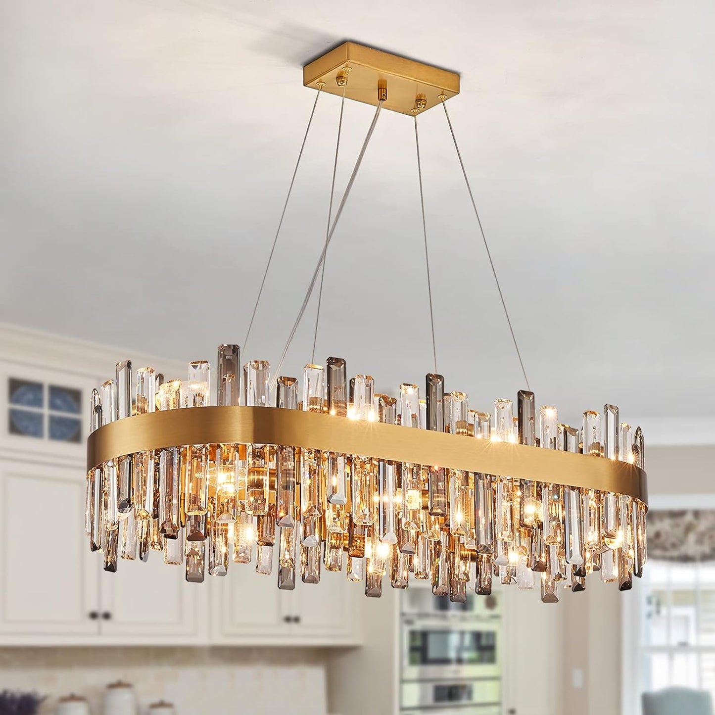 Round Ring Crystal Chandelier Luxury Modern Ceiling Fixtures Light For Living And Dining Room-Nobipets