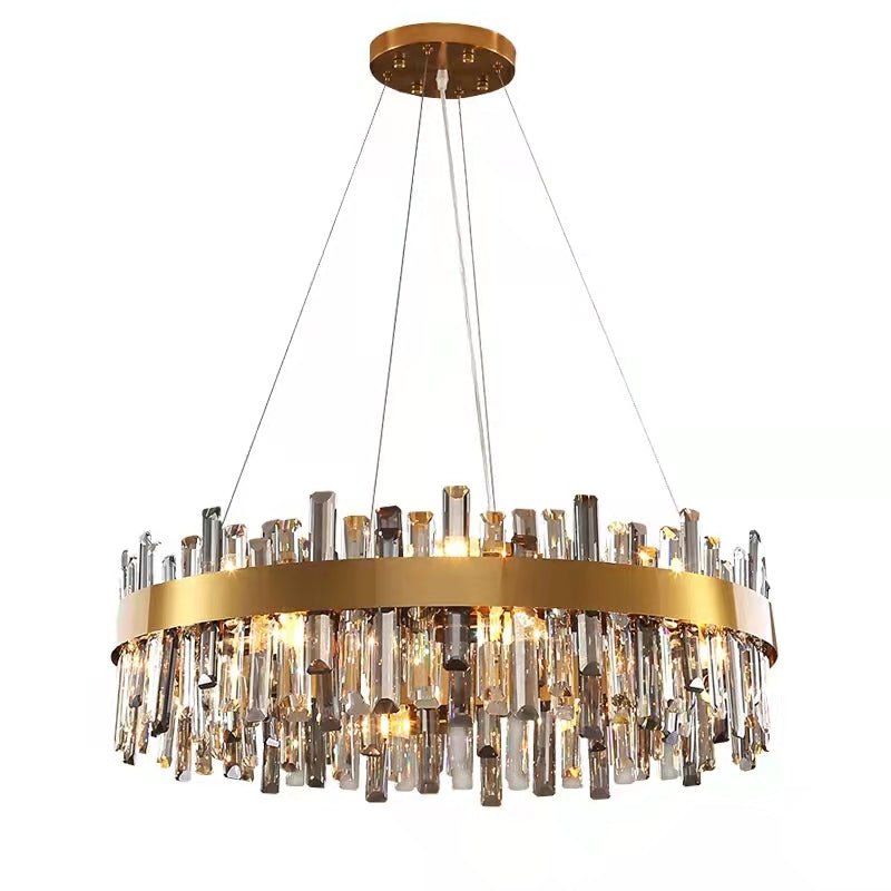 Round Ring Crystal Chandelier Luxury Modern Ceiling Fixtures Light For Living And Dining Room-Nobipets