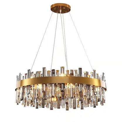 Round Ring Crystal Chandelier Luxury Modern Ceiling Fixtures Light For Living And Dining Room-Nobipets