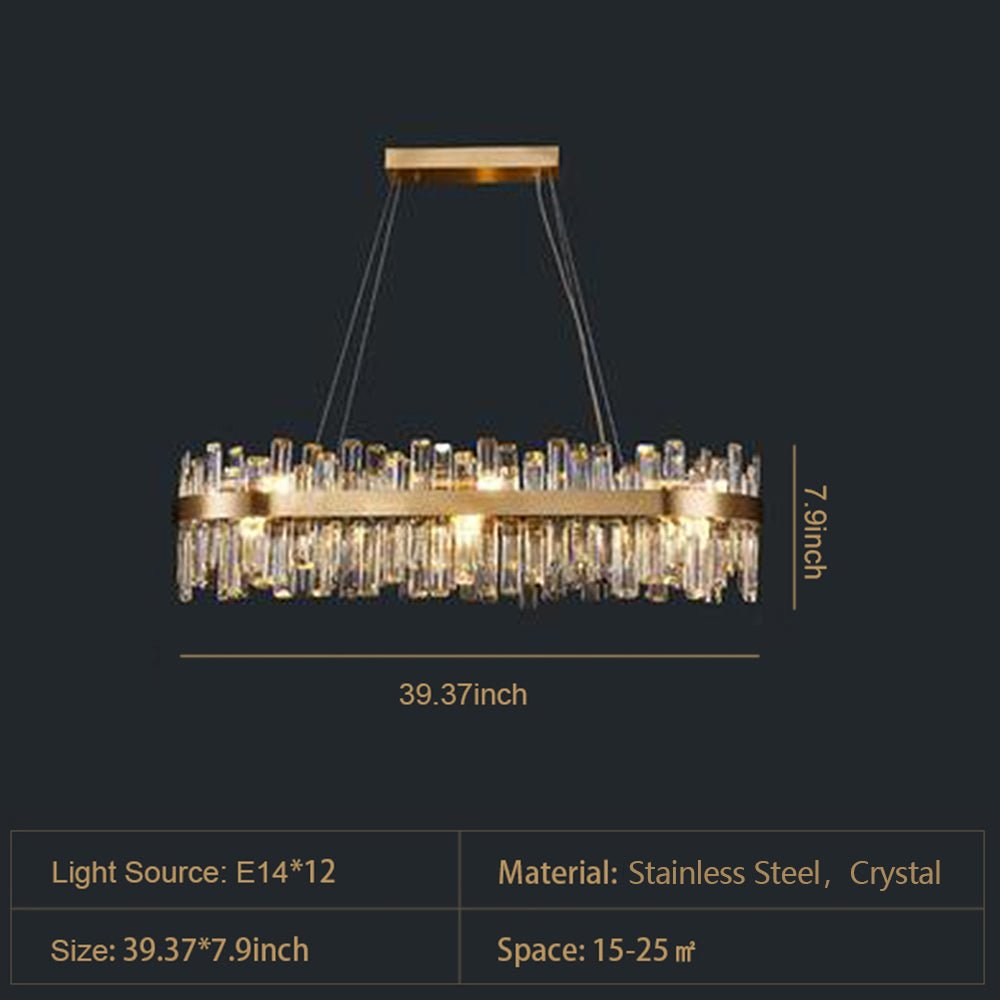 Round Ring Crystal Chandelier Luxury Modern Ceiling Fixtures Light For Living And Dining Room-Nobipets