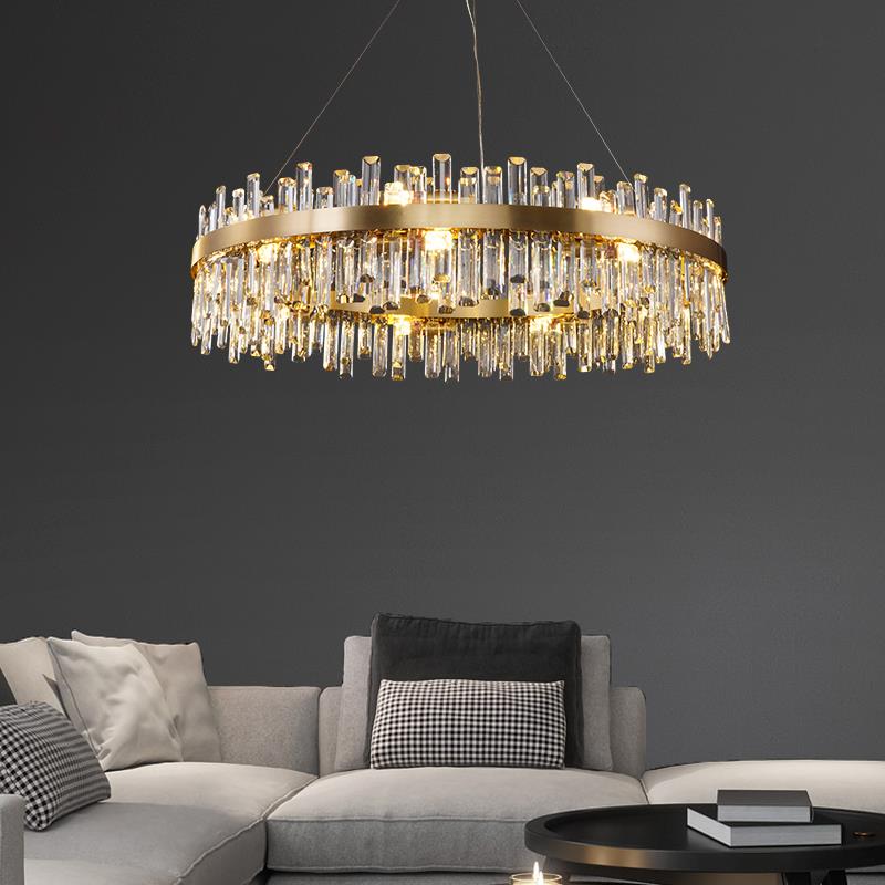 Round Ring Crystal Chandelier Luxury Modern Ceiling Fixtures Light For Living And Dining Room-Nobipets