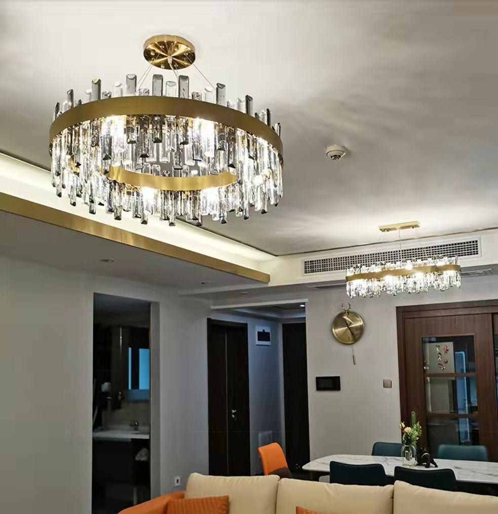Round Ring Crystal Chandelier Luxury Modern Ceiling Fixtures Light For Living And Dining Room-Nobipets