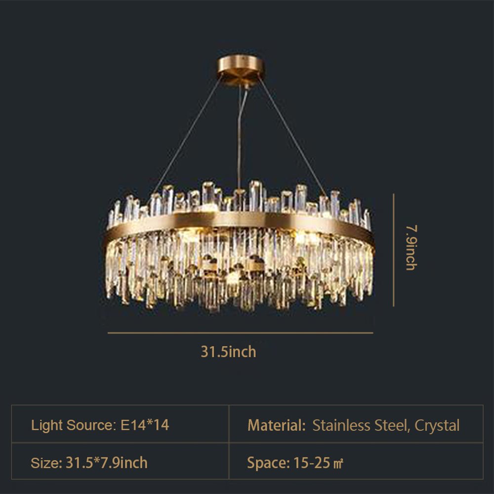 Round Ring Crystal Chandelier Luxury Modern Ceiling Fixtures Light For Living And Dining Room-Nobipets