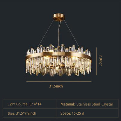 Round Ring Crystal Chandelier Luxury Modern Ceiling Fixtures Light For Living And Dining Room-Nobipets