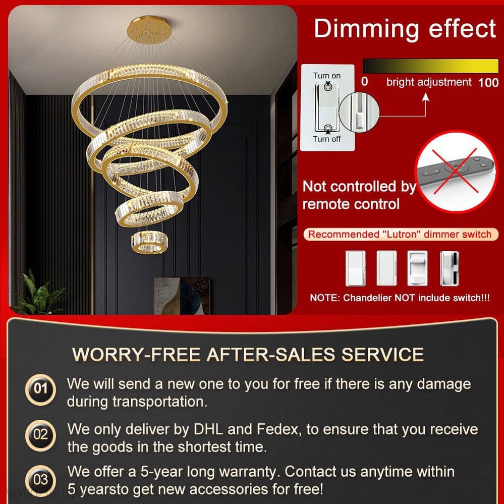 Royal Benedict Foyer & Staircase Crystal Ring Chandelier-Nobipets