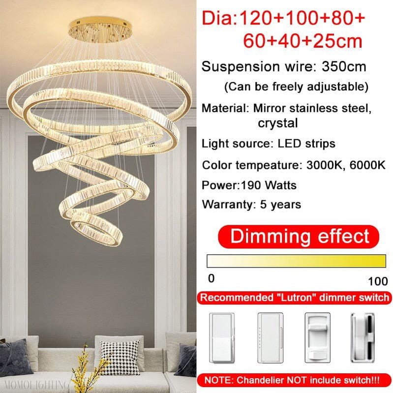 Royal Benedict Foyer & Staircase Crystal Ring Chandelier-Nobipets