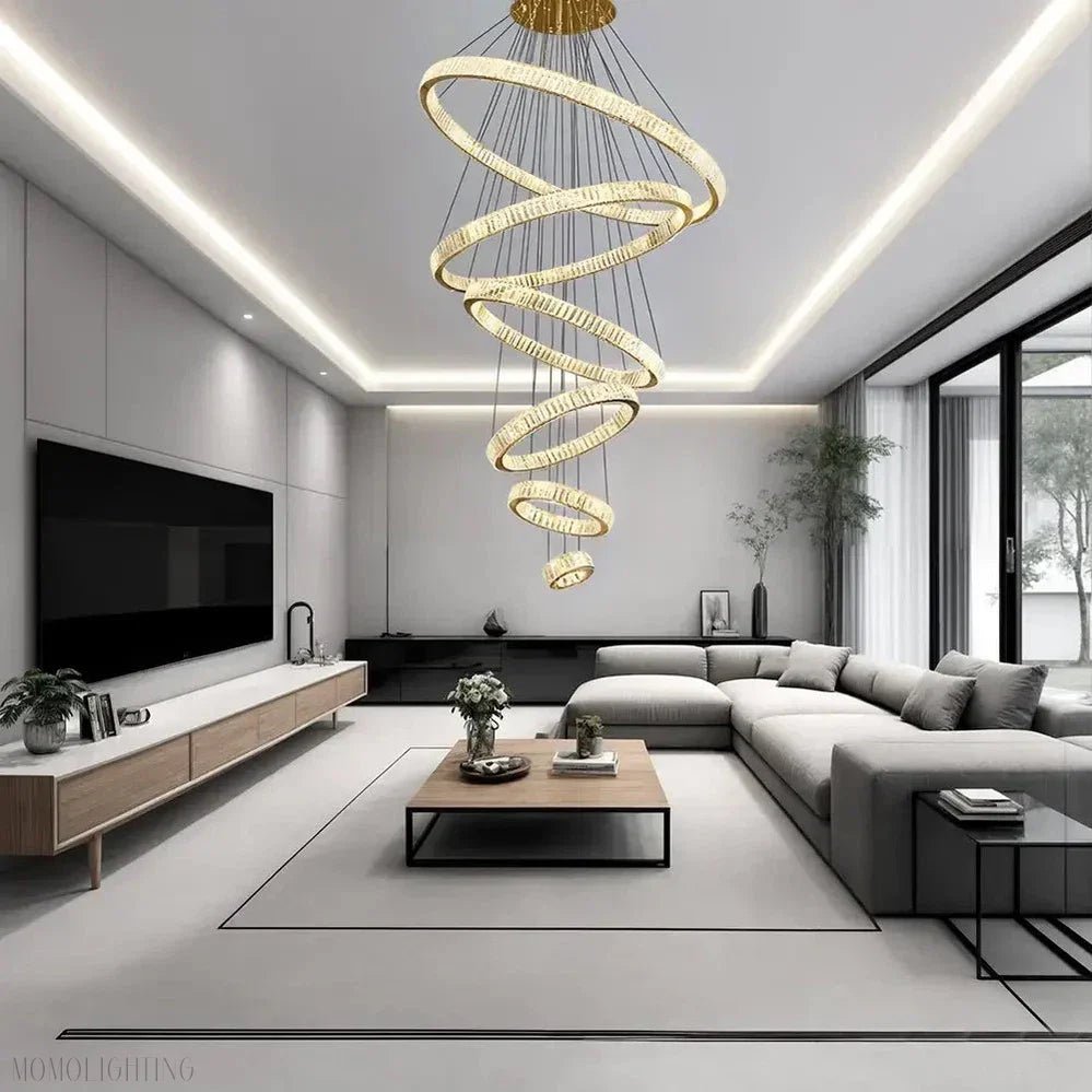 Royal Benedict Foyer & Staircase Crystal Ring Chandelier-Nobipets