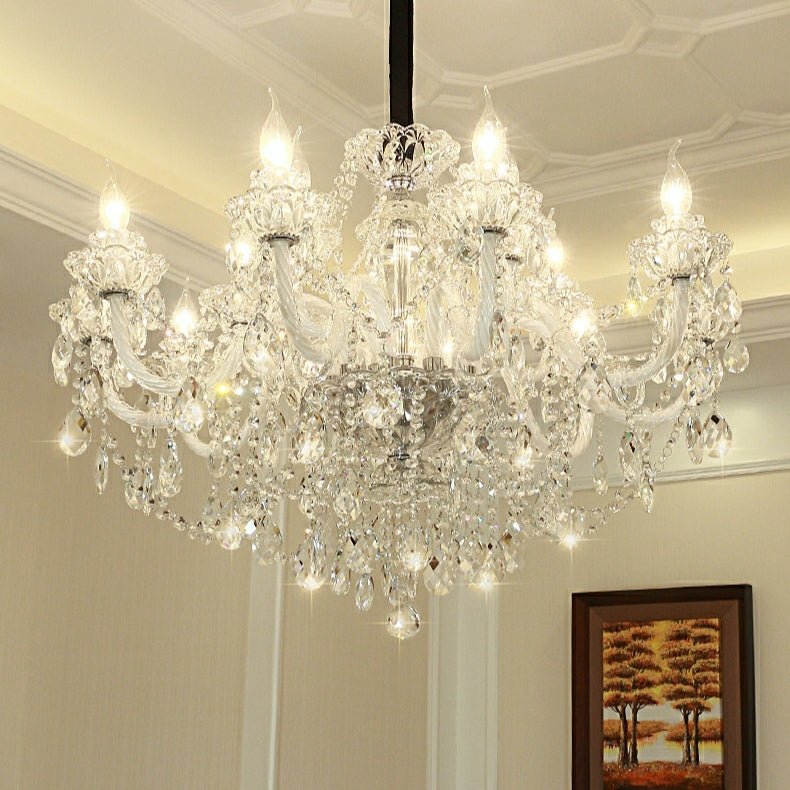 Rustic Antique European Candle Crystal Chandelier Popular Farmhouse Ceiling Light Fixture For Living Room-Nobipets