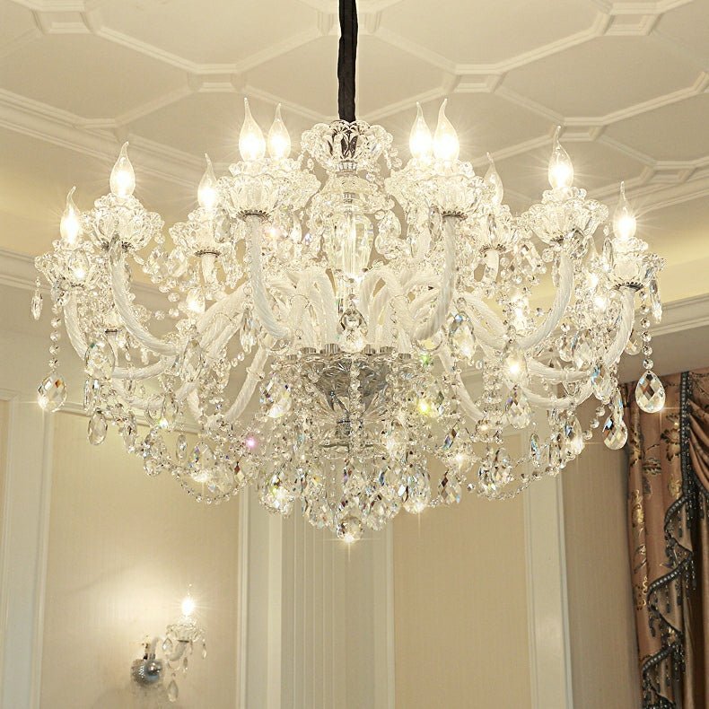 Rustic Antique European Candle Crystal Chandelier Popular Farmhouse Ceiling Light Fixture For Living Room-Nobipets