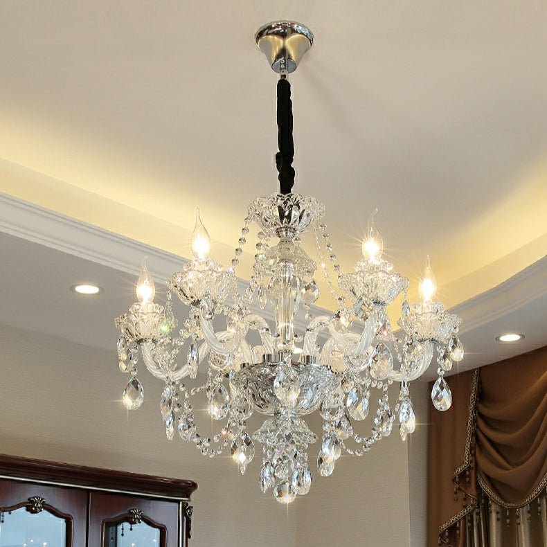 Rustic Antique European Candle Crystal Chandelier Popular Farmhouse Ceiling Light Fixture For Living Room-Nobipets