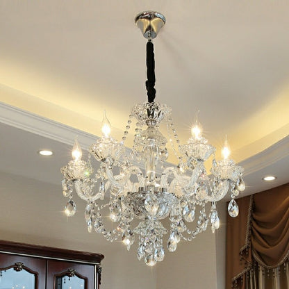 Rustic Antique European Candle Crystal Chandelier Popular Farmhouse Ceiling Light Fixture For Living Room-Nobipets