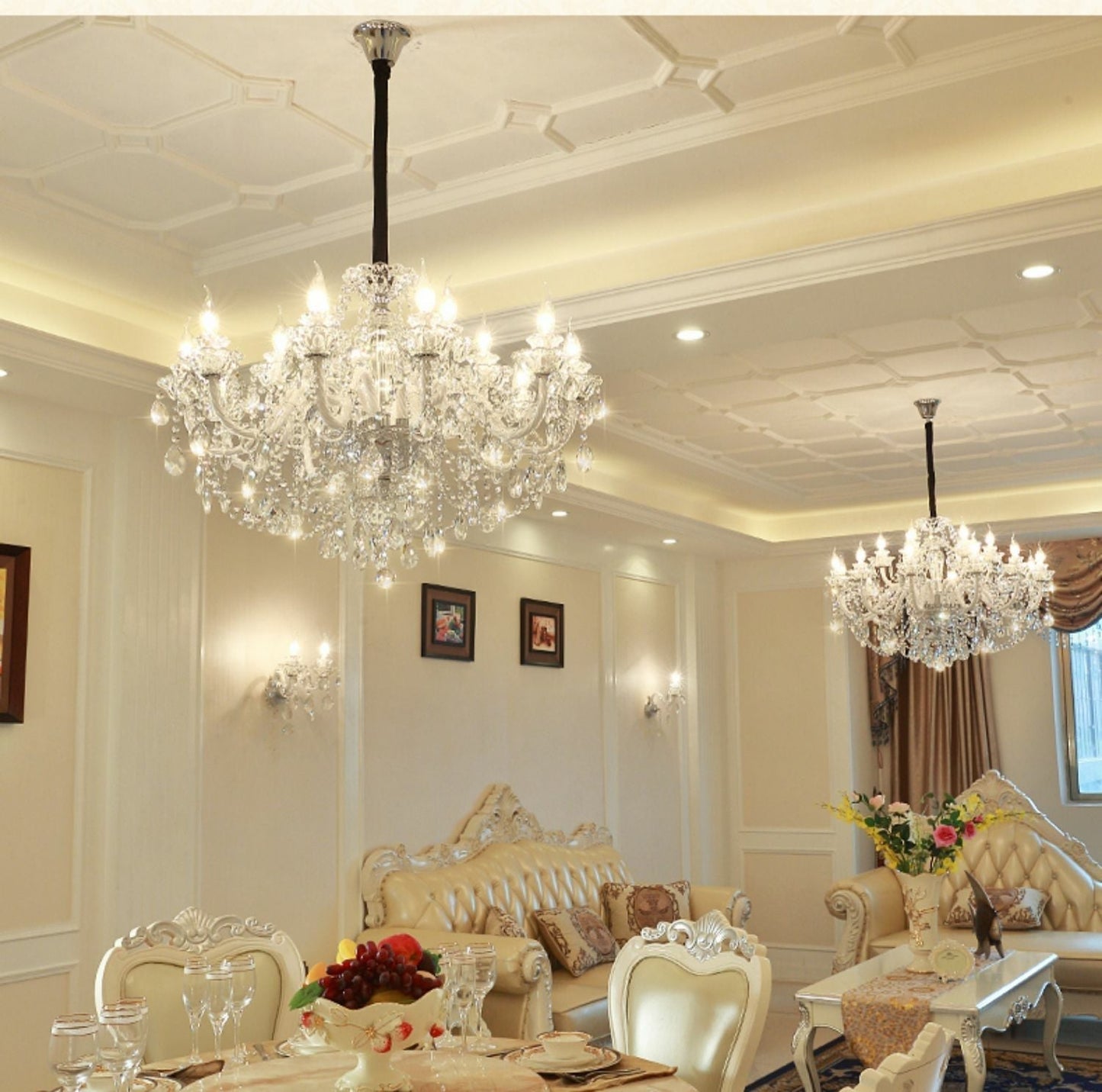 Rustic Antique European Candle Crystal Chandelier Popular Farmhouse Ceiling Light Fixture For Living Room-Nobipets