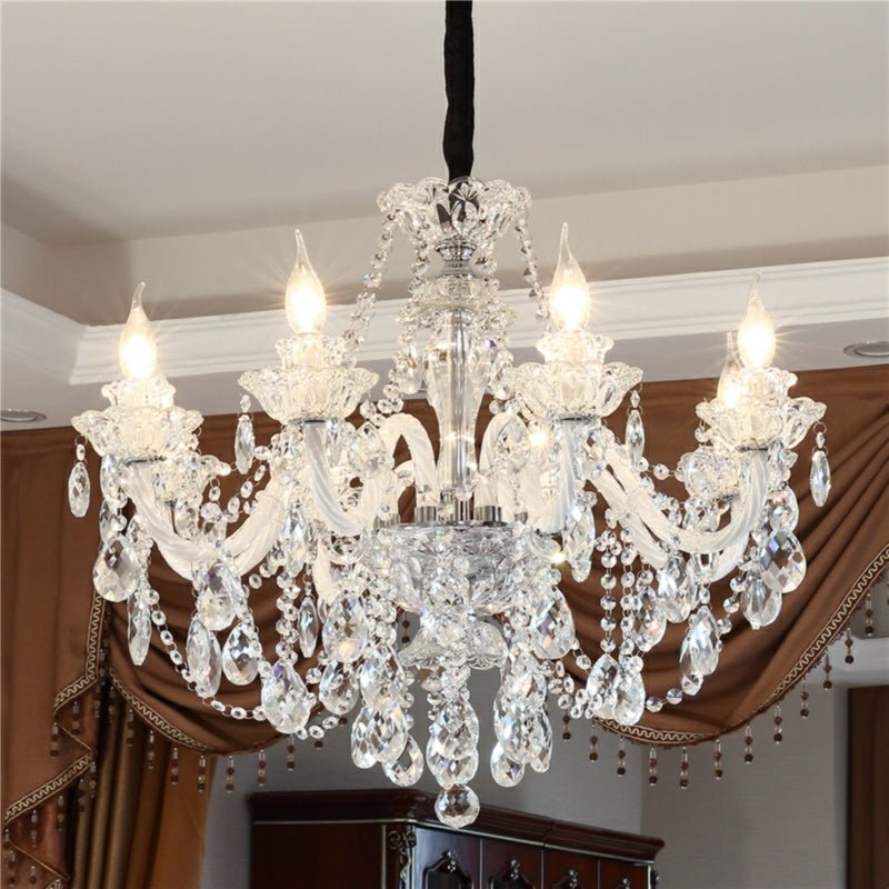Rustic Antique European Candle Crystal Chandelier Popular Farmhouse Ceiling Light Fixture For Living Room-Nobipets