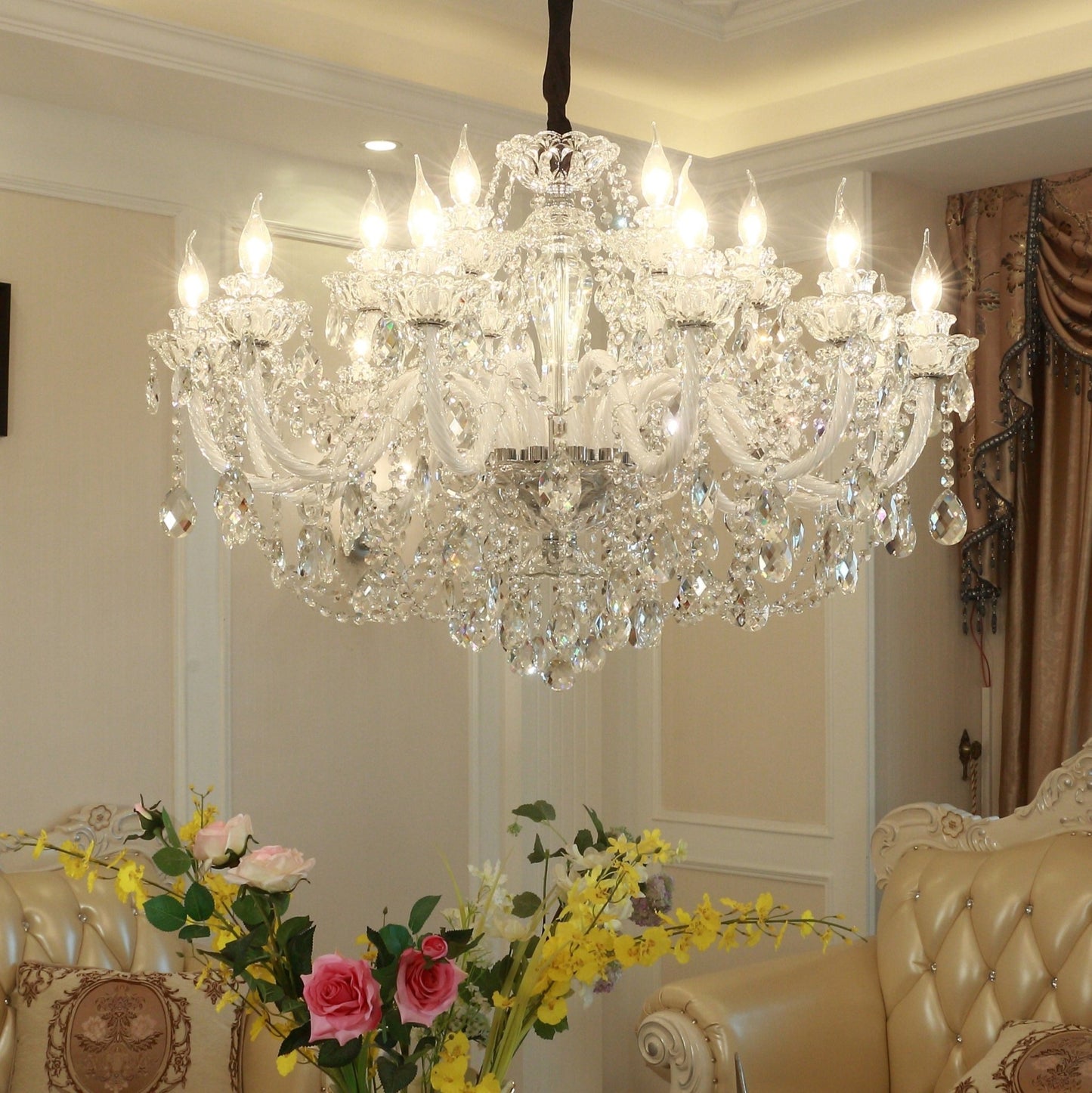 Rustic Antique European Candle Crystal Chandelier Popular Farmhouse Ceiling Light Fixture For Living Room-Nobipets