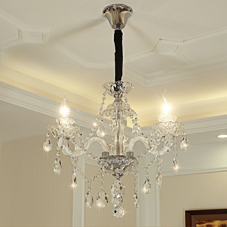 Rustic Antique European Candle Crystal Chandelier Popular Farmhouse Ceiling Light Fixture For Living Room-Nobipets