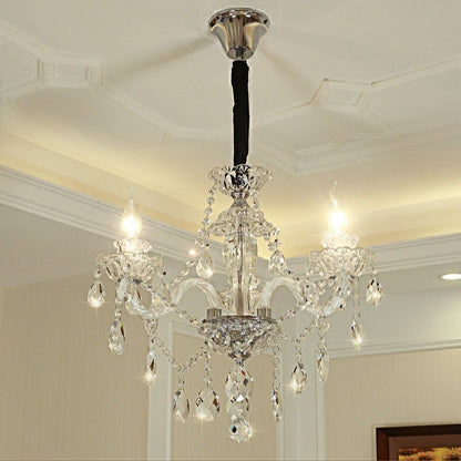 Rustic Antique European Candle Crystal Chandelier Popular Farmhouse Ceiling Light Fixture For Living Room-Nobipets