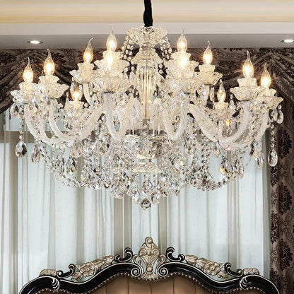 Rustic Antique European Candle Crystal Chandelier Popular Farmhouse Ceiling Light Fixture For Living Room-Nobipets