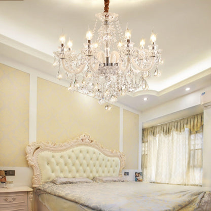 Rustic Antique European Candle Crystal Chandelier Popular Farmhouse Ceiling Light Fixture For Living Room-Nobipets