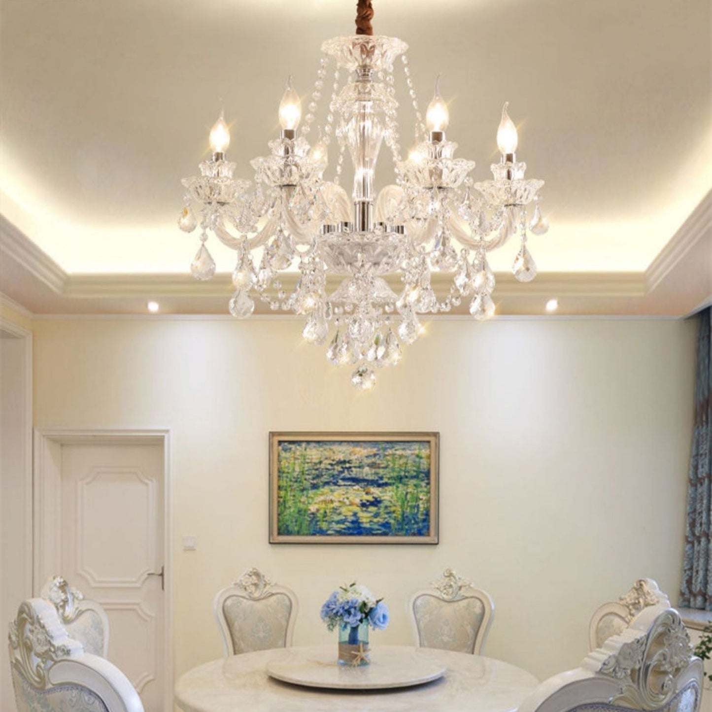 Rustic Antique European Candle Crystal Chandelier Popular Farmhouse Ceiling Light Fixture For Living Room-Nobipets
