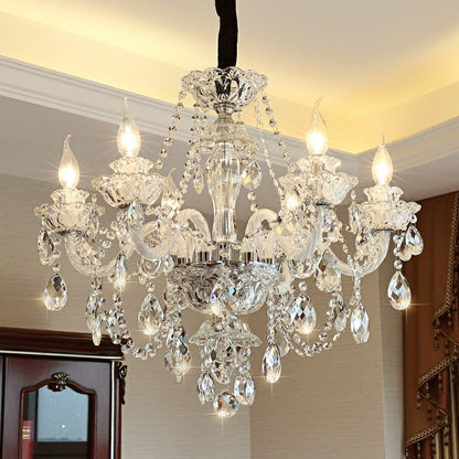 Rustic Antique European Candle Crystal Chandelier Popular Farmhouse Ceiling Light Fixture For Living Room-Nobipets