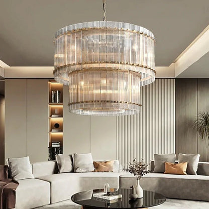 San Marco 2-Tier Glass Round Chandelier 22" 37" 48" 60"